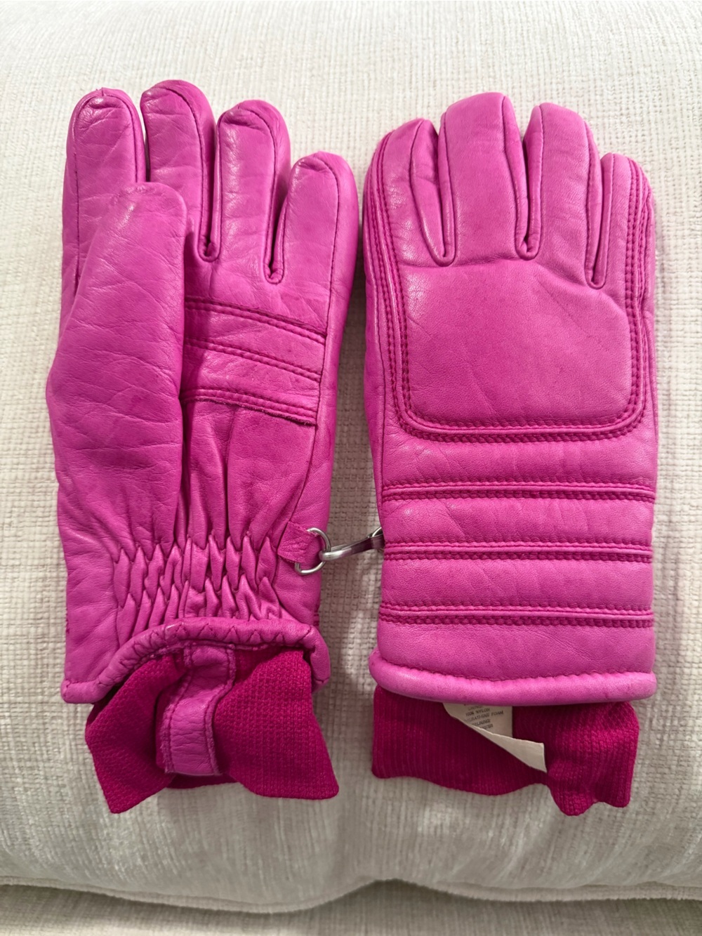 Bright Pink Leather Gloves